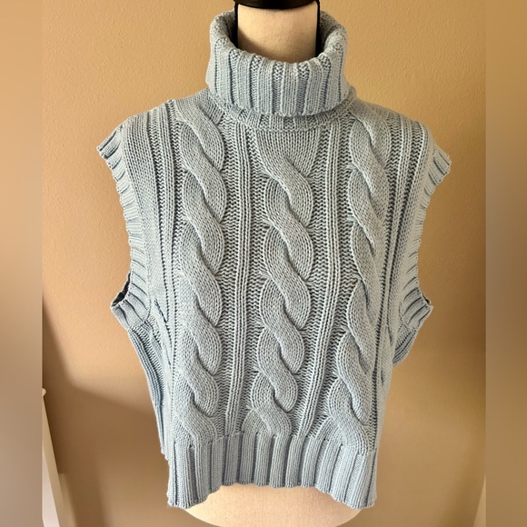 H&M light blue turtleneck sweater vest, size M - Picture 1 of 5